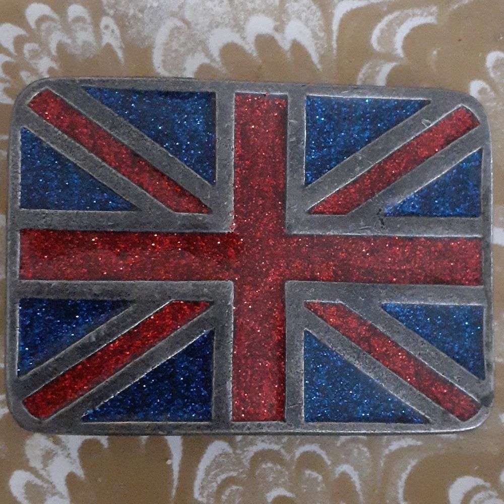 Enamel British flag belt buckle